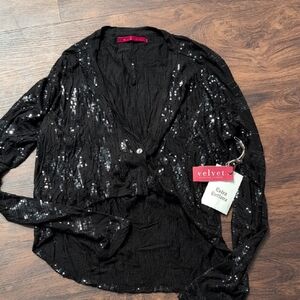 Velvet Black Sequin Cardigan